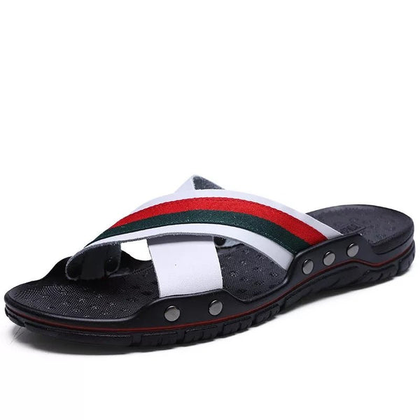 2023 Warm Weather Top Gee Men Leather Cross Strap Luxury Designer Sandals - TimelessGear9