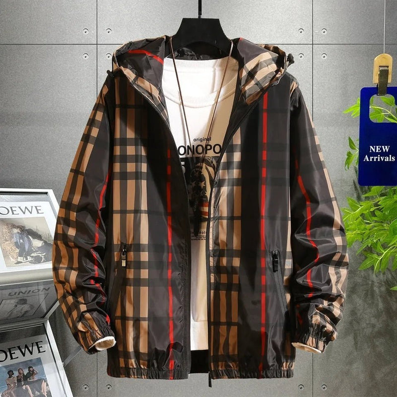 2024 Autumn Burberry Stylish Mens Windbreaker Bomber Hoodie Jacket - TimelessGear9