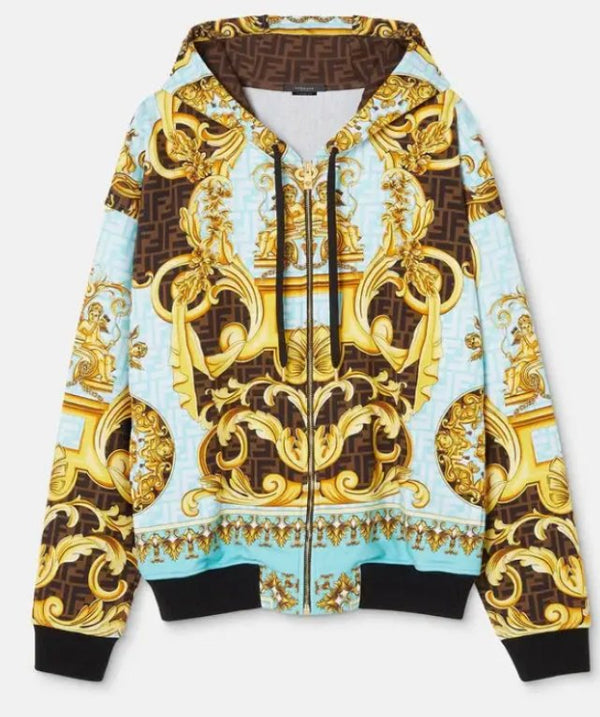 2024 Fendi Versace Collaboration Luxury Sports Hoodie Wind Runner Jacket - TimelessGear9