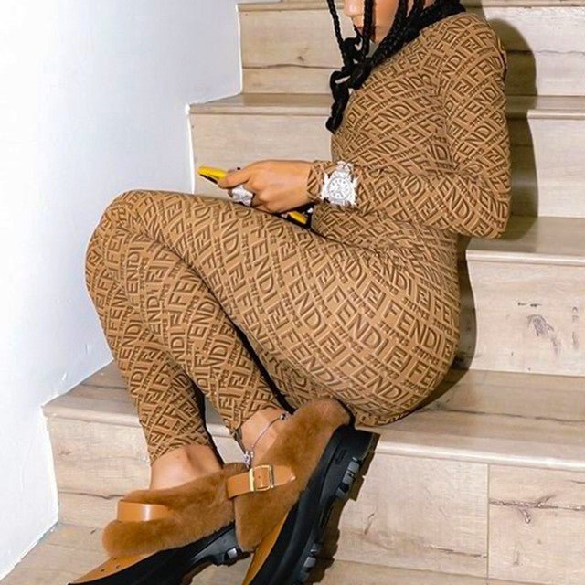 2024 New Bodysuit Luxury Designer Round Neck Long Sleeve Zipper Fashion Jumpsuit - TimelessGear9