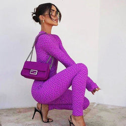2024 New Bodysuit Luxury Designer Round Neck Long Sleeve Zipper Fashion Jumpsuit - TimelessGear9