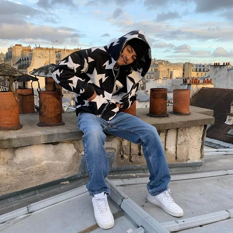 Hip Hop Fashion Stars Oversized Hoodie Sweatshirt