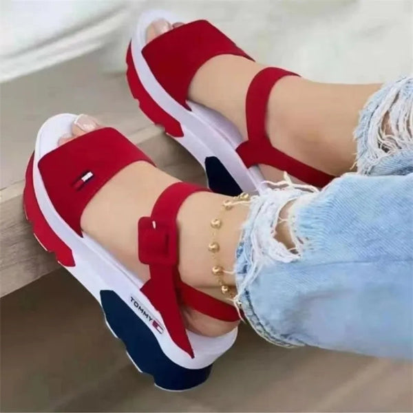 Tommy Hilfiger Stylish 2023 Summer Sexy High Heels Buckle Beach Platform