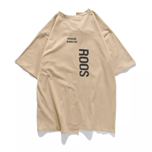 Yezzy Spoof Asymmetric Unisex 350 T-Shirts Hip Hop Streetwear Kahki oversized Tee - TimelessGear9