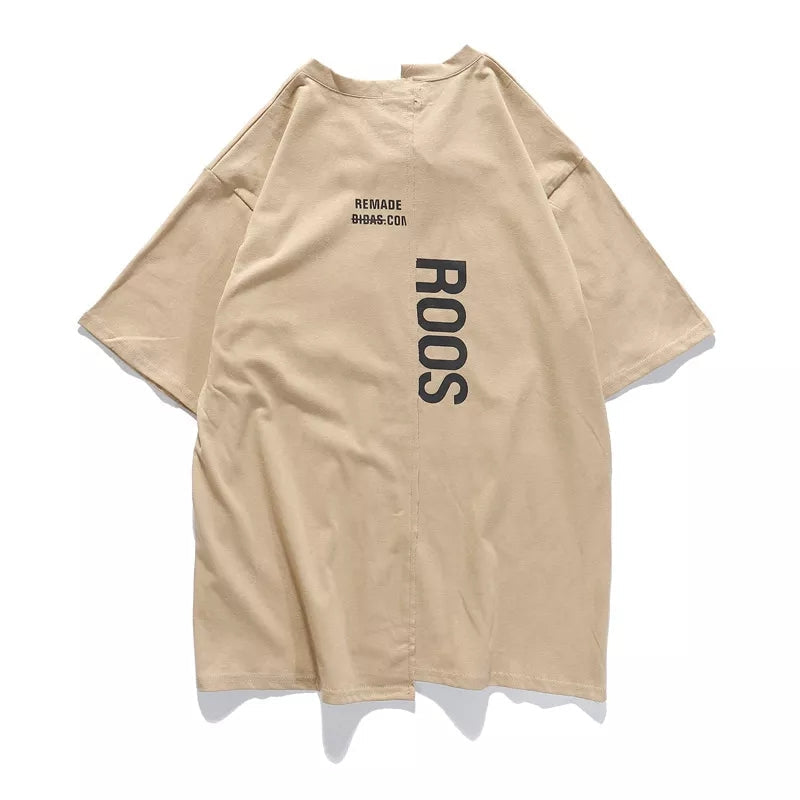 Yezzy Spoof Asymmetric Unisex 350 T-Shirts Hip Hop Streetwear Kahki oversized Tee - TimelessGear9