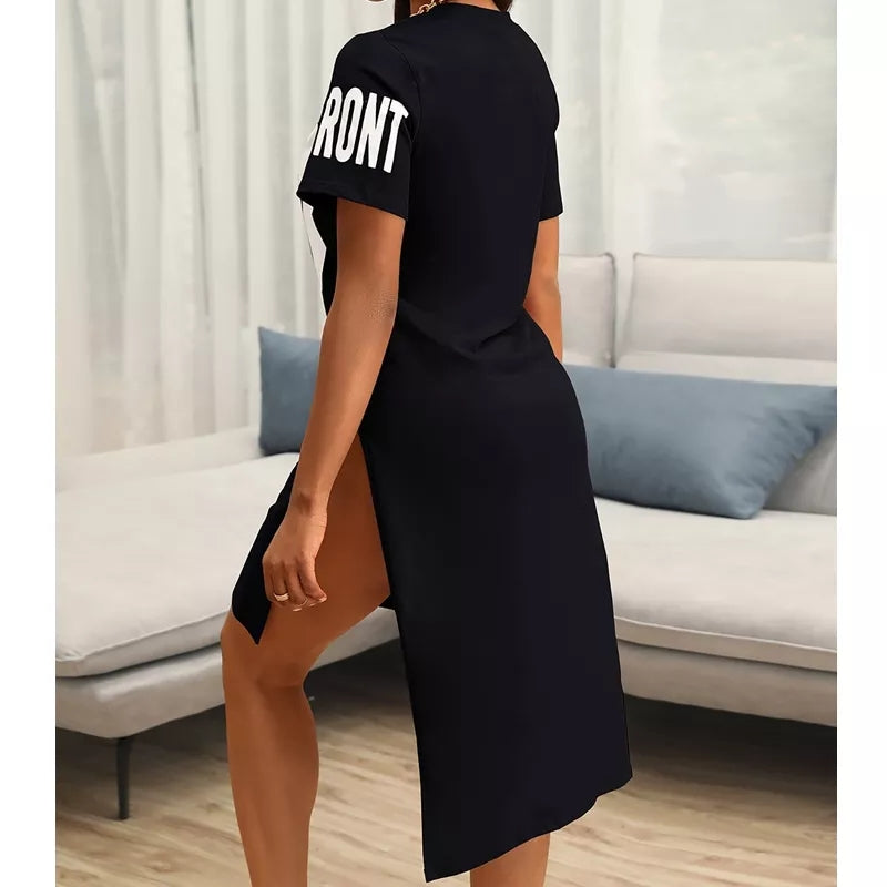 Fine Women Fashion Long Hip Hop T Shirt Dress - TimelessGear9