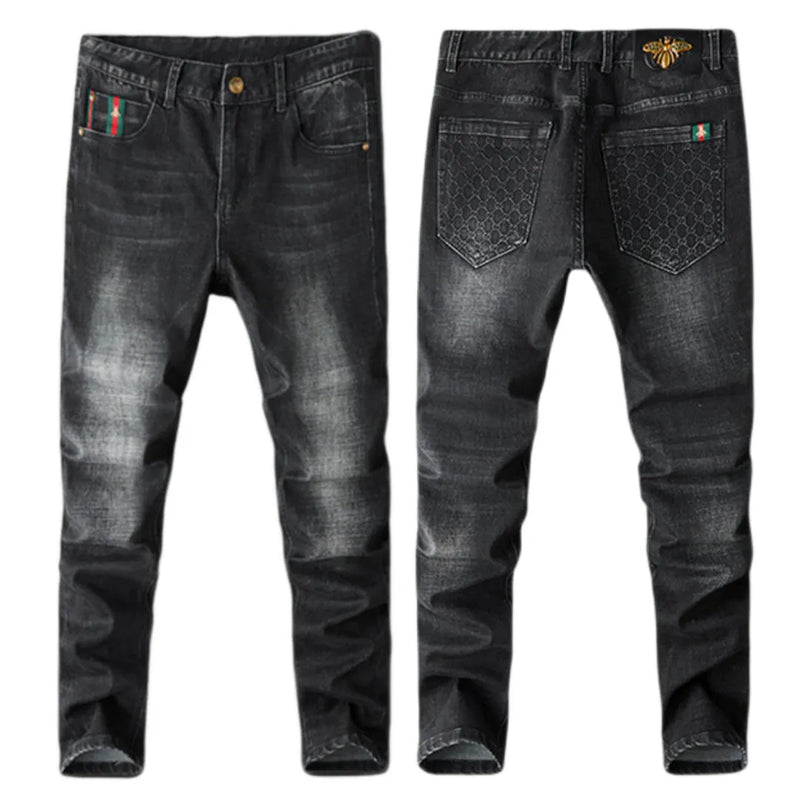 Unisex close-fitting jeans cotton slacks washed straight business casually