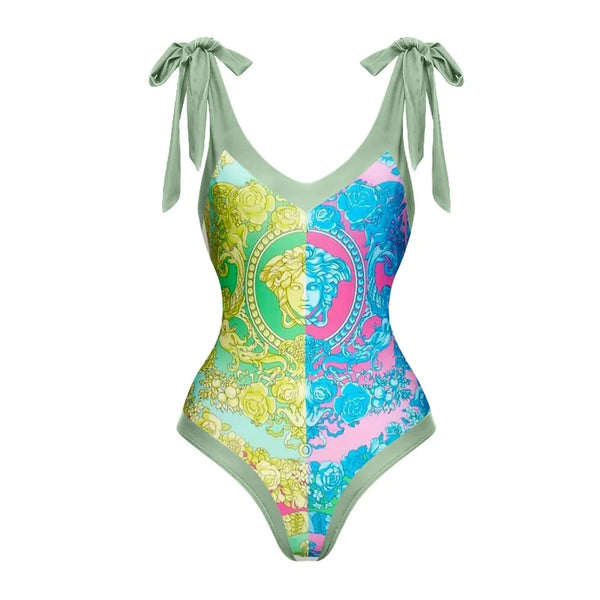 Gorgeous Matching Versace Luxury Designer Print Swimwear Swimsuit