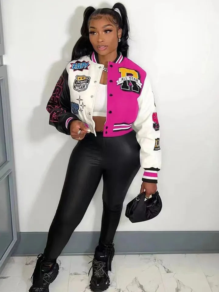 Women's Varsity Race Car Fashion  Sports Jacket