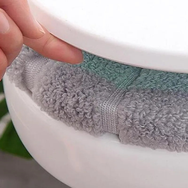 Stitched Color Portable Knitted Toilet Mat Thickened Washable