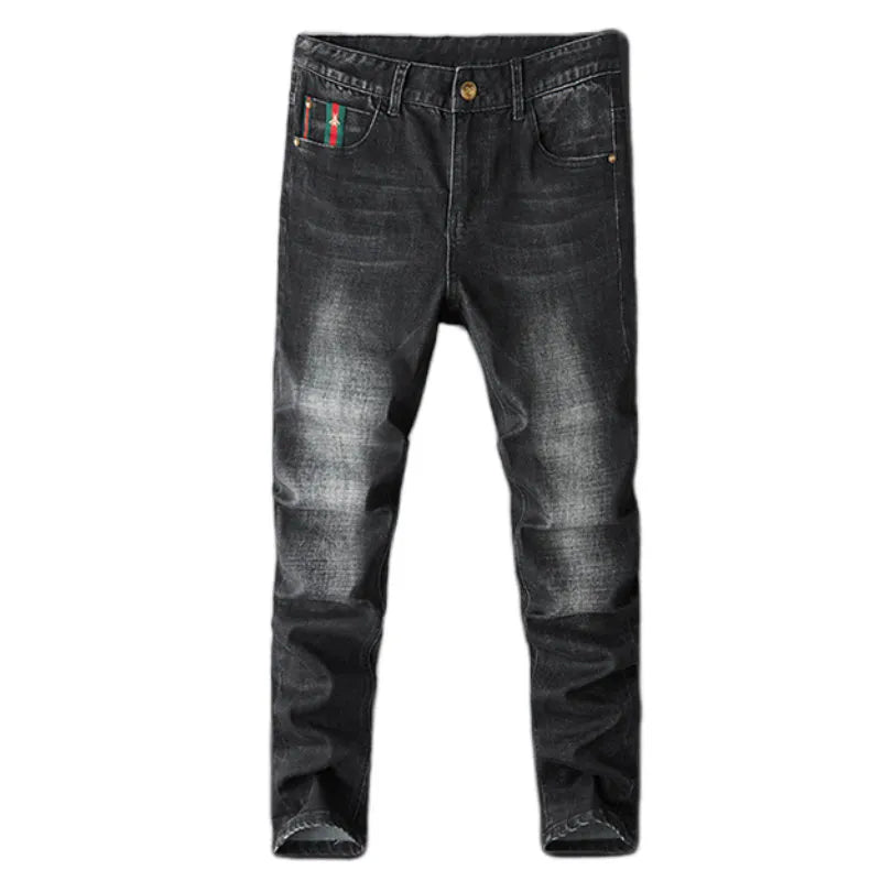 Unisex close-fitting jeans cotton slacks washed straight business casually