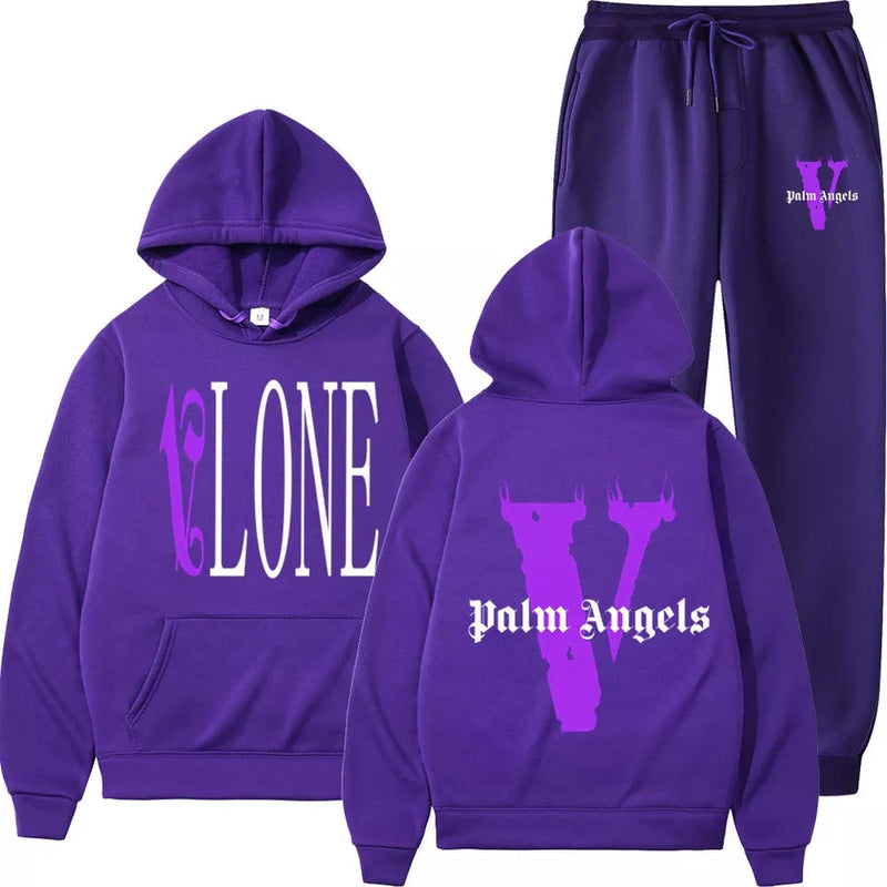 Palm Angels Vlone Hip Hop casual wear suit sportswear suit solid color pullover  sweat pants - TimelessGear9