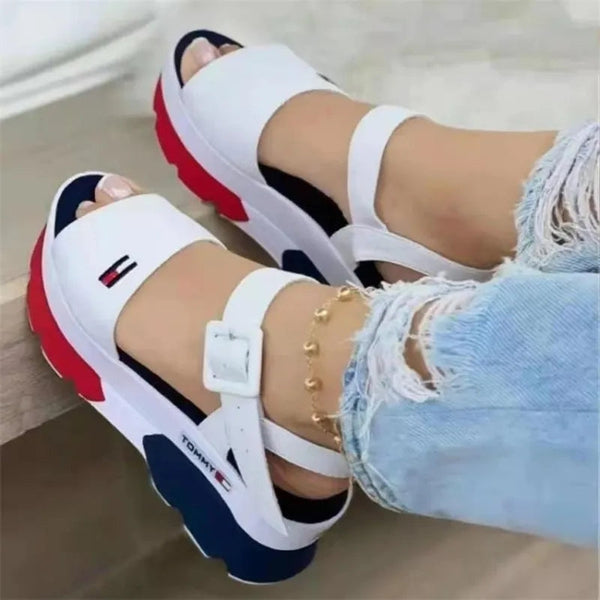 Tommy Hilfiger Stylish 2023 Summer Sexy High Heels Buckle Beach Platform
