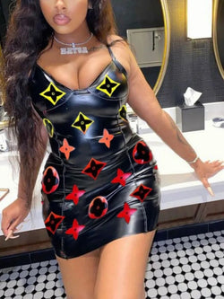 Sexy Luxury Designer Vegan Leather Fashion Dress