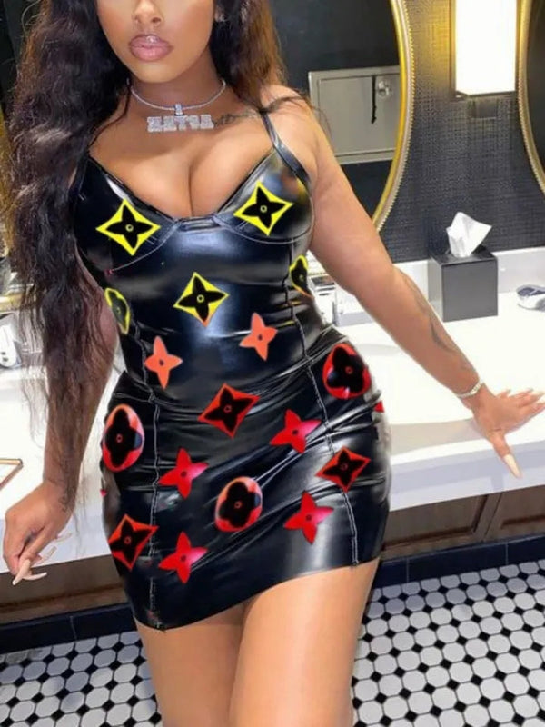 Sexy Luxury Designer Vegan Leather Fashion Dress