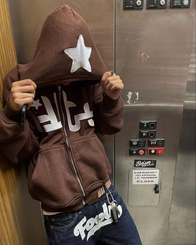 Y2K Fashion Star Hip Hop Hoodie - TimelessGear9