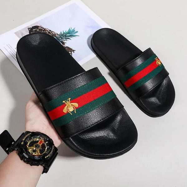 Gucci Stylish Designer Couples Slippers Shoes Leather Summer Footwear Fashion Unisex