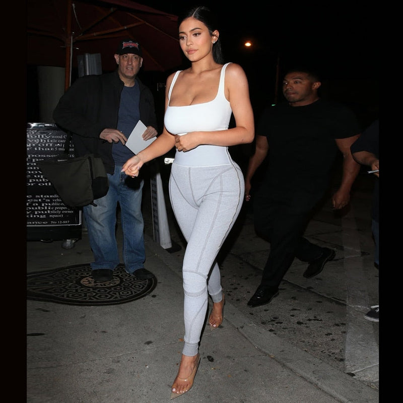 Kyliejenner Cotton Sports Two Pieces Gymwear Designer New Fashion Spaghetti Straps - TimelessGear9