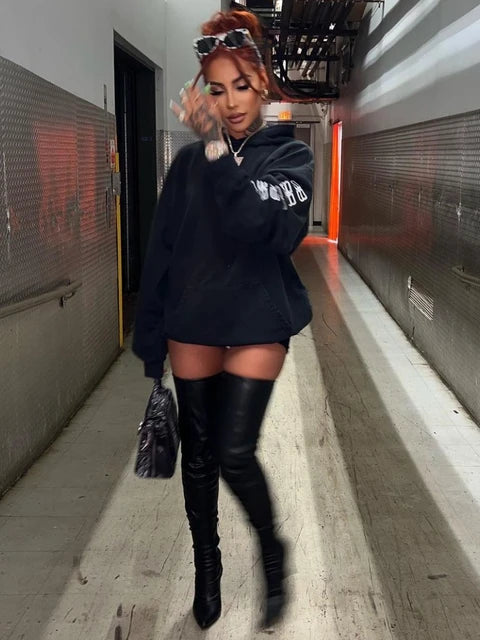Women Oversized Pullover Casual Loose Long Sleeve Sweatshirt Streetwear Autumn Ladies Clothes