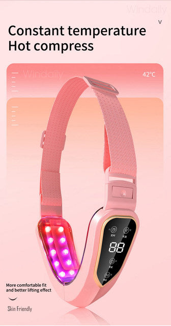 Facial Lifting Device LED Photon Therapy Facial Slimming Vibration Massager Double Chin V Face Shaped Cheek Lift Belt Machine - TimelessGear9