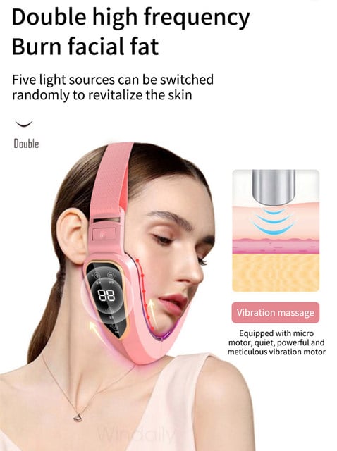 Facial Lifting Device LED Photon Therapy Facial Slimming Vibration Massager Double Chin V Face Shaped Cheek Lift Belt Machine - TimelessGear9