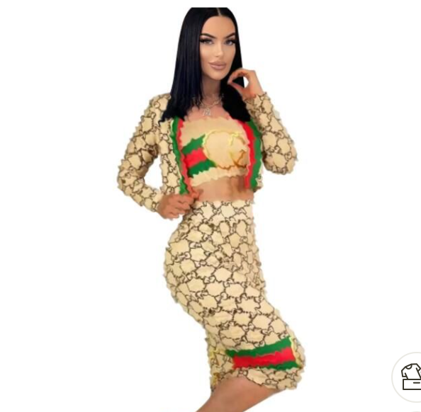 Fancy Designer Bodycon Casual Three Piece Luxury Skirt