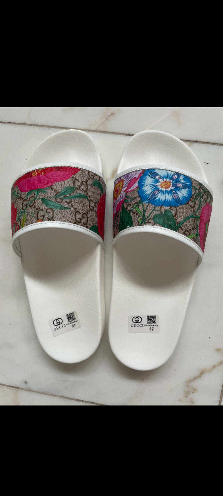 White Gucci Fashion Slides