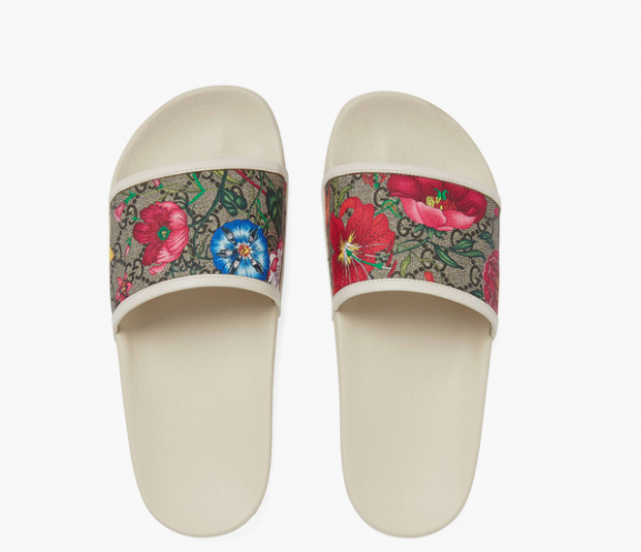 White Gucci Fashion Slides