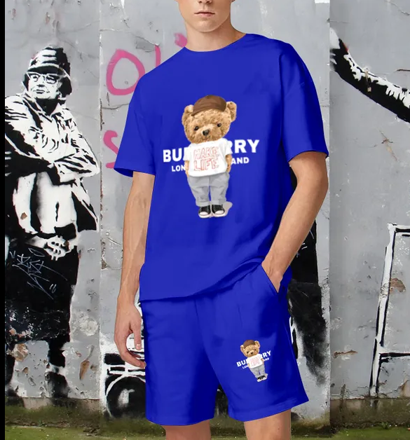 Luxury Brand Street Fashion Burberry Bear Short Set