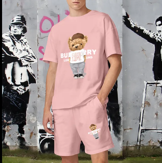 Luxury Brand Street Fashion Burberry Bear Short Set