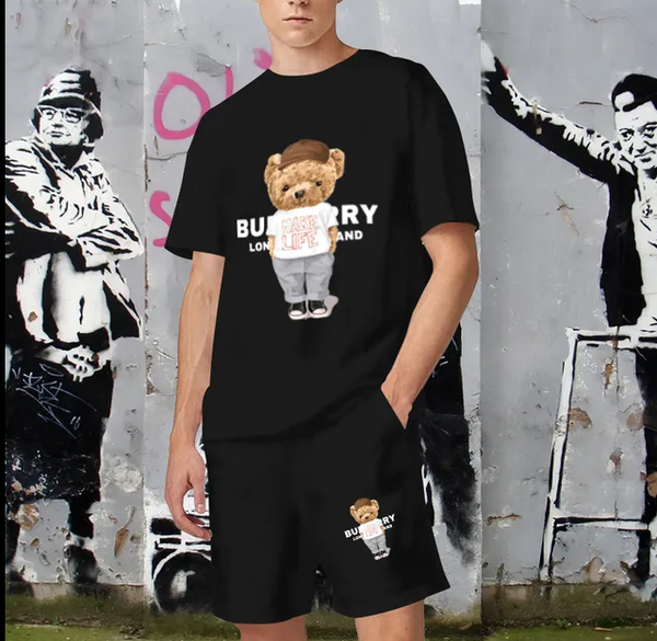 Luxury Brand Street Fashion Burberry Bear Short Set
