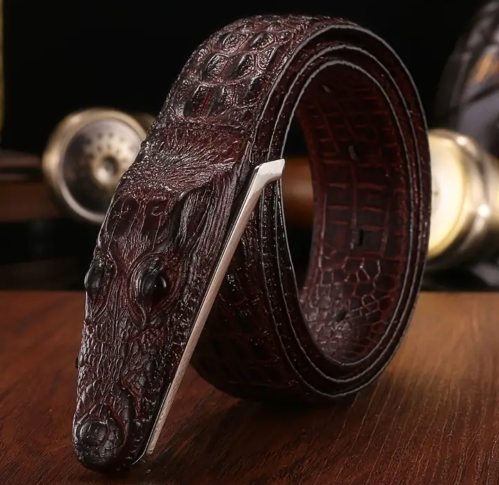 Mexican Crocodile Head Masculine Belt