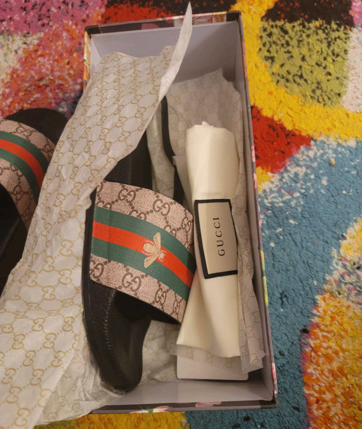 Luxury Designer Bee Logo Brand Gucci Slides