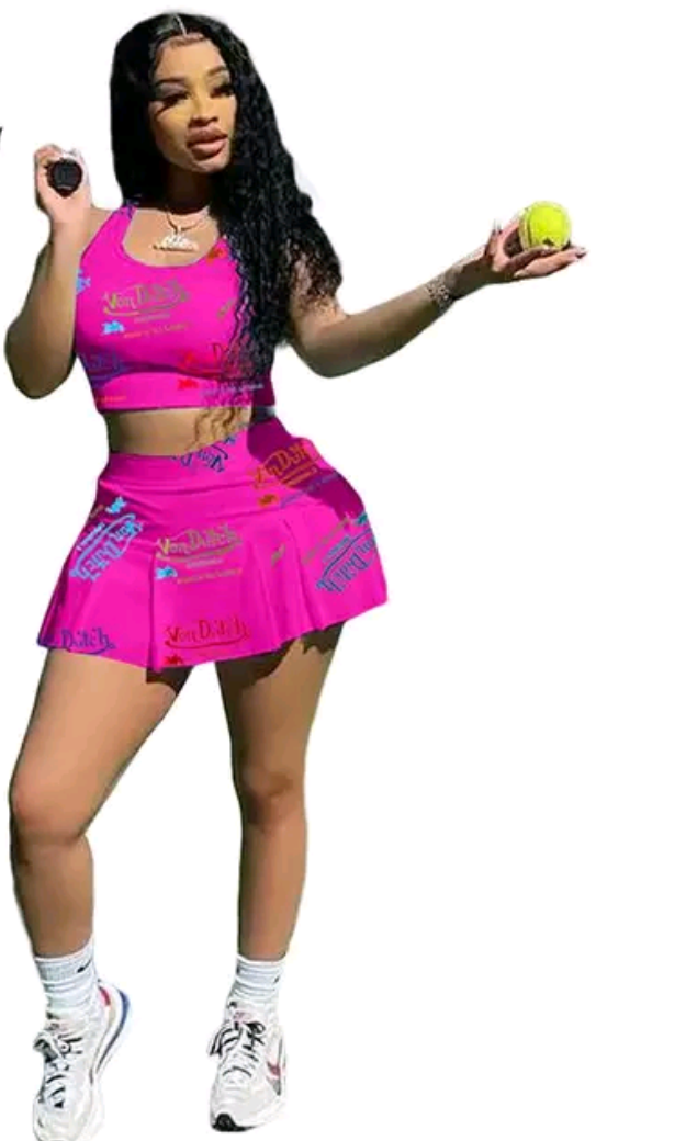 Spicy 2pcs Tank Top & Skort Set, Crop Tank Top & Skort, Sports Casual Two-piece Outfit, Women's Clothing