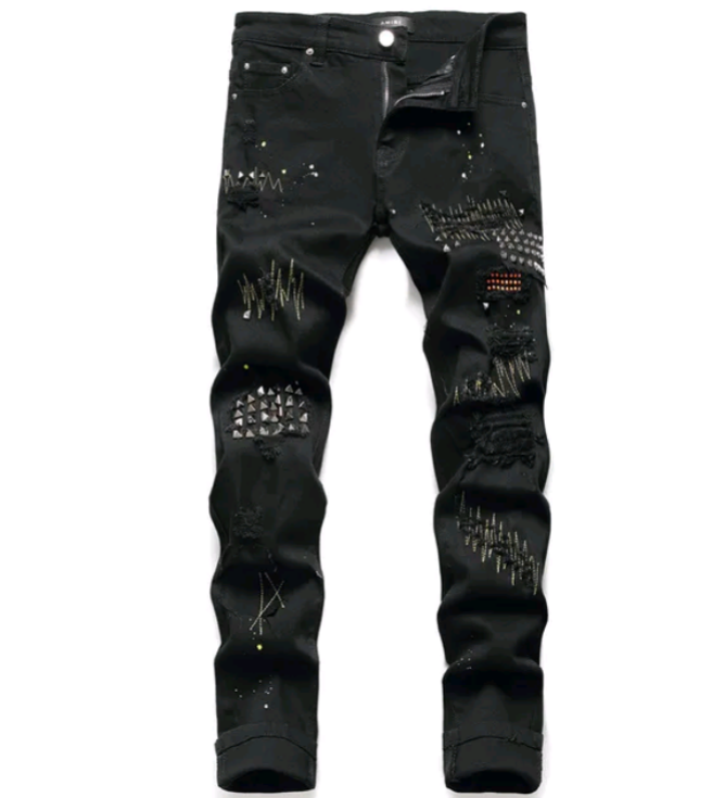 Super Stylish Luxury Slim Fit Stretch Blue Jeans Amiri Hip Hop Jeans