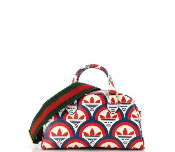 Adidas Duffle Bag Logo Designer Print Collaboration Leather Mini Blue, Red, White - TimelessGear9
