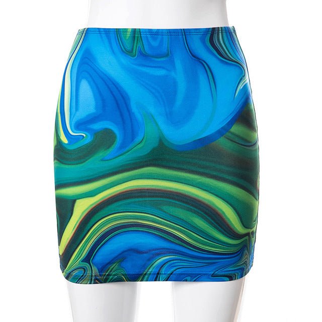 Adult Star Model Tie Dye Strapless Top and Skirt Two Piece Set Elegant - TimelessGear9