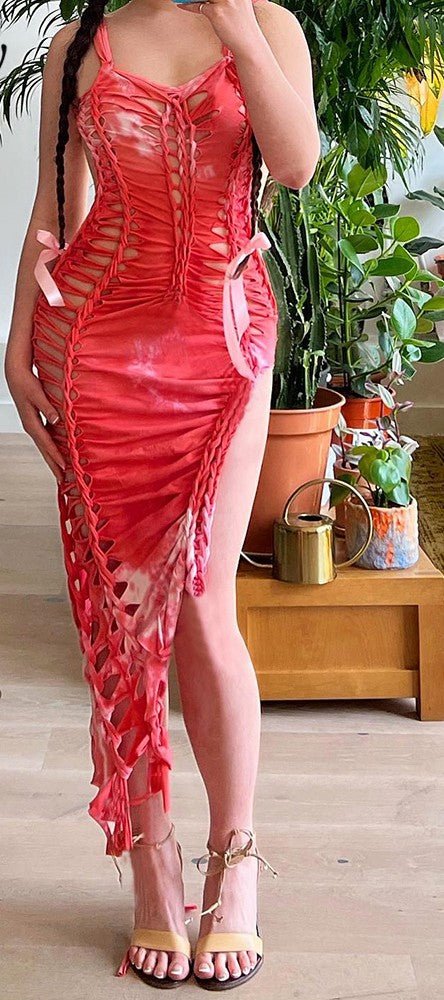 Asymmetrical hem slip bondage dress - TimelessGear9