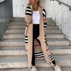 Autumn Luxury stylish Knitted Elegant Striped Sweater Coat Burberry Pattern - TimelessGear9