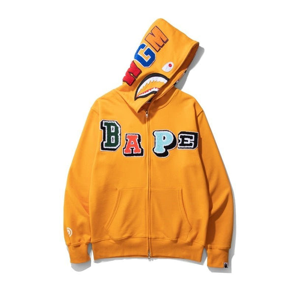 Bapesta Fashion New Shark Embroidered Letters BAPE Hip-hop Streetwear Hoodie - TimelessGear9