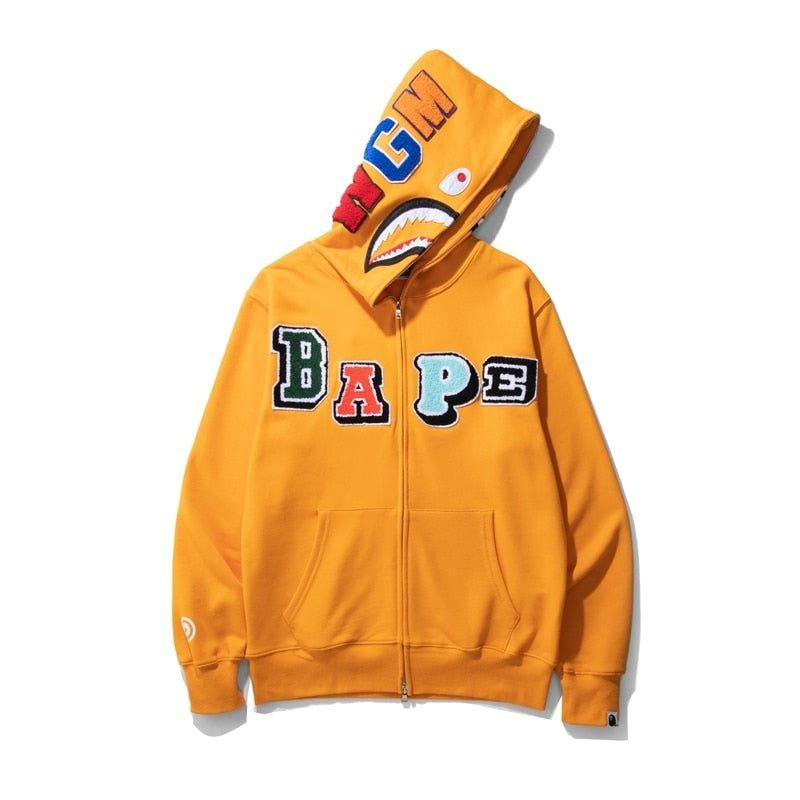 Bapesta Fashion New Shark Embroidered Letters BAPE Hip-hop Streetwear Hoodie - TimelessGear9
