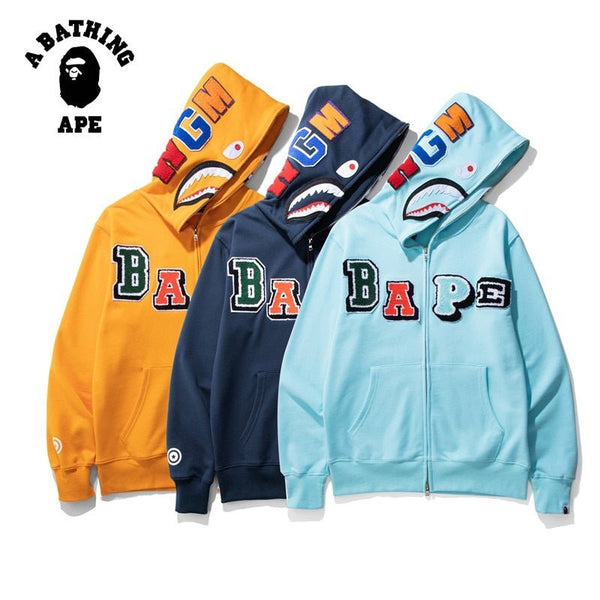 Bapesta Fashion New Shark Embroidered Letters BAPE Hip-hop Streetwear Hoodie - TimelessGear9