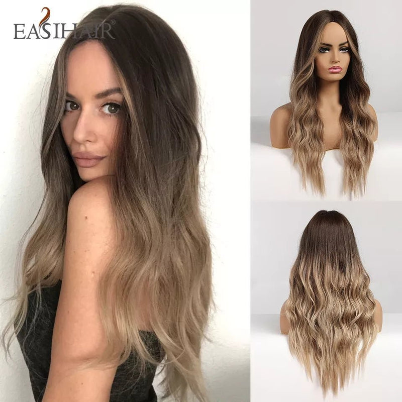 Beautiful Natural Looking Brown Blonde Wave Wig - TimelessGear9