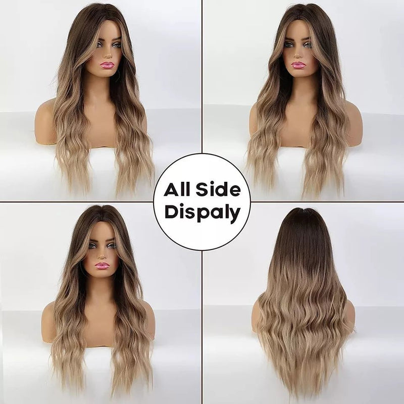 Beautiful Natural Looking Brown Blonde Wave Wig - TimelessGear9