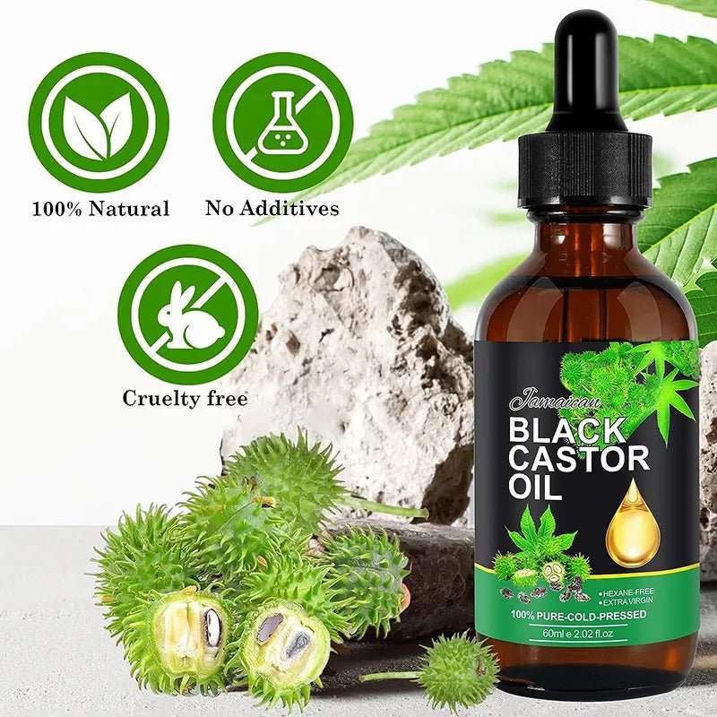 Black Castor Oil Nourishes Hair Growth Skin Massage Essential Oil Eyebrows Growth Prevents Skin Aging Hair Care Products - TimelessGear9