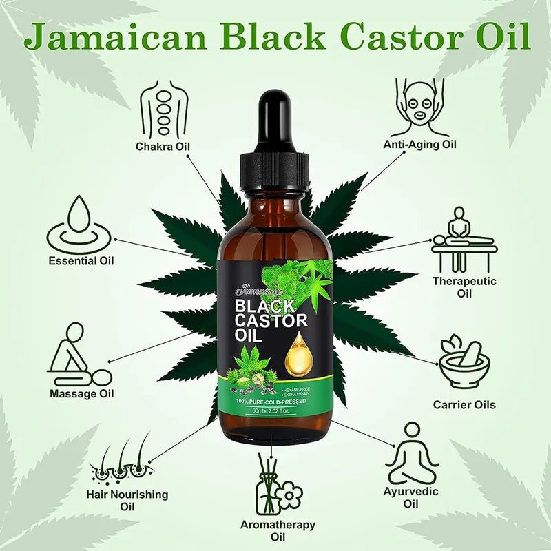 Black Castor Oil Nourishes Hair Growth Skin Massage Essential Oil Eyebrows Growth Prevents Skin Aging Hair Care Products - TimelessGear9
