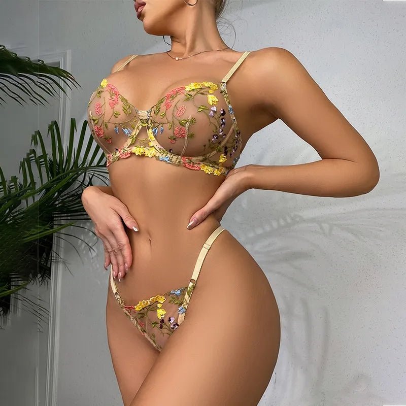 Brand New Two Piece Floral Lace Luxury Underwear Set - TimelessGear9