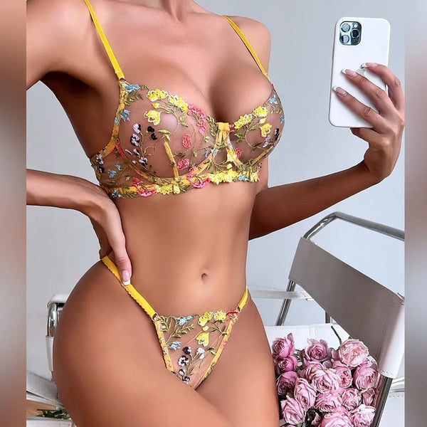 Brand New Two Piece Floral Lace Luxury Underwear Set - TimelessGear9