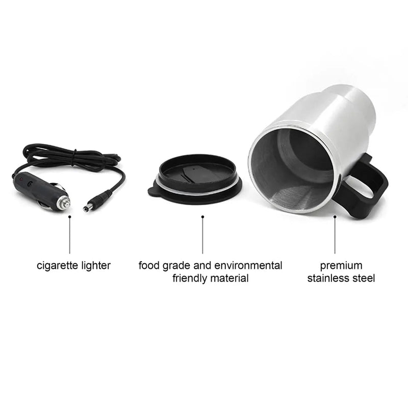 Car Electric Kettle Stainless Steel 450ml Kettle Pot Heated Automatic Shut Off for Water Tea Coffee Milk Car Kettle Thermos - TimelessGear9