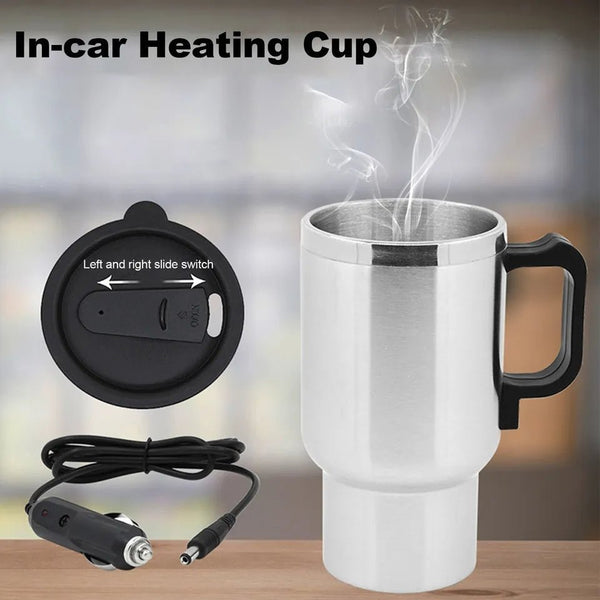 Car Electric Kettle Stainless Steel 450ml Kettle Pot Heated Automatic Shut Off for Water Tea Coffee Milk Car Kettle Thermos - TimelessGear9